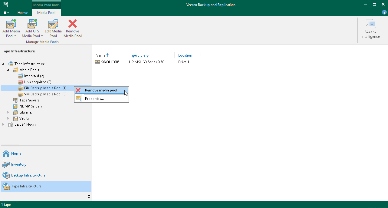 Removing Media Pools