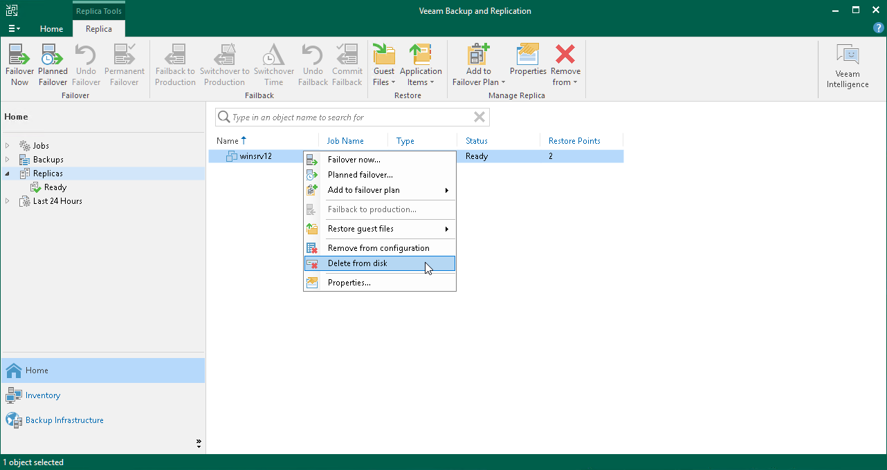 Delete replica from disk