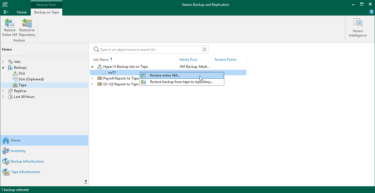 Step 1. Launch Entire VM Restore Wizard