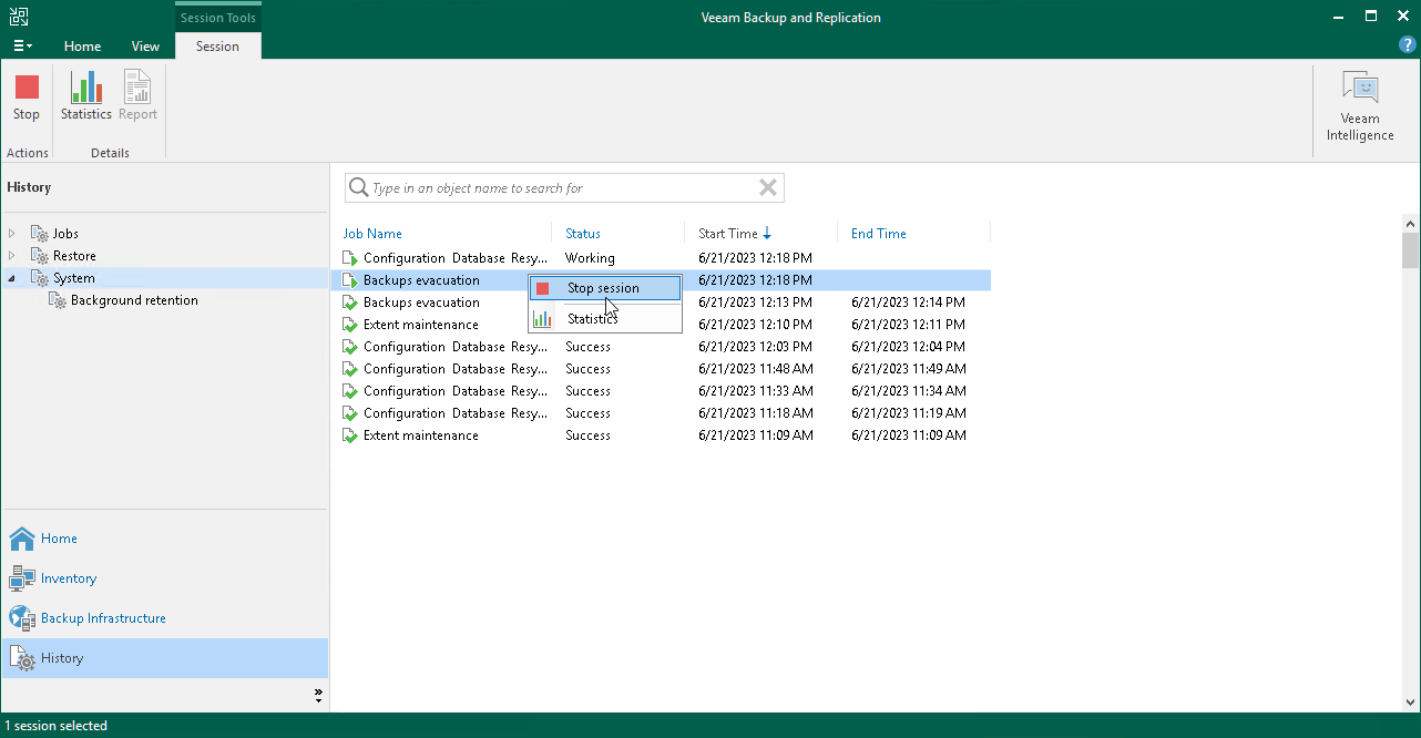 Evacuating Backups from Extents