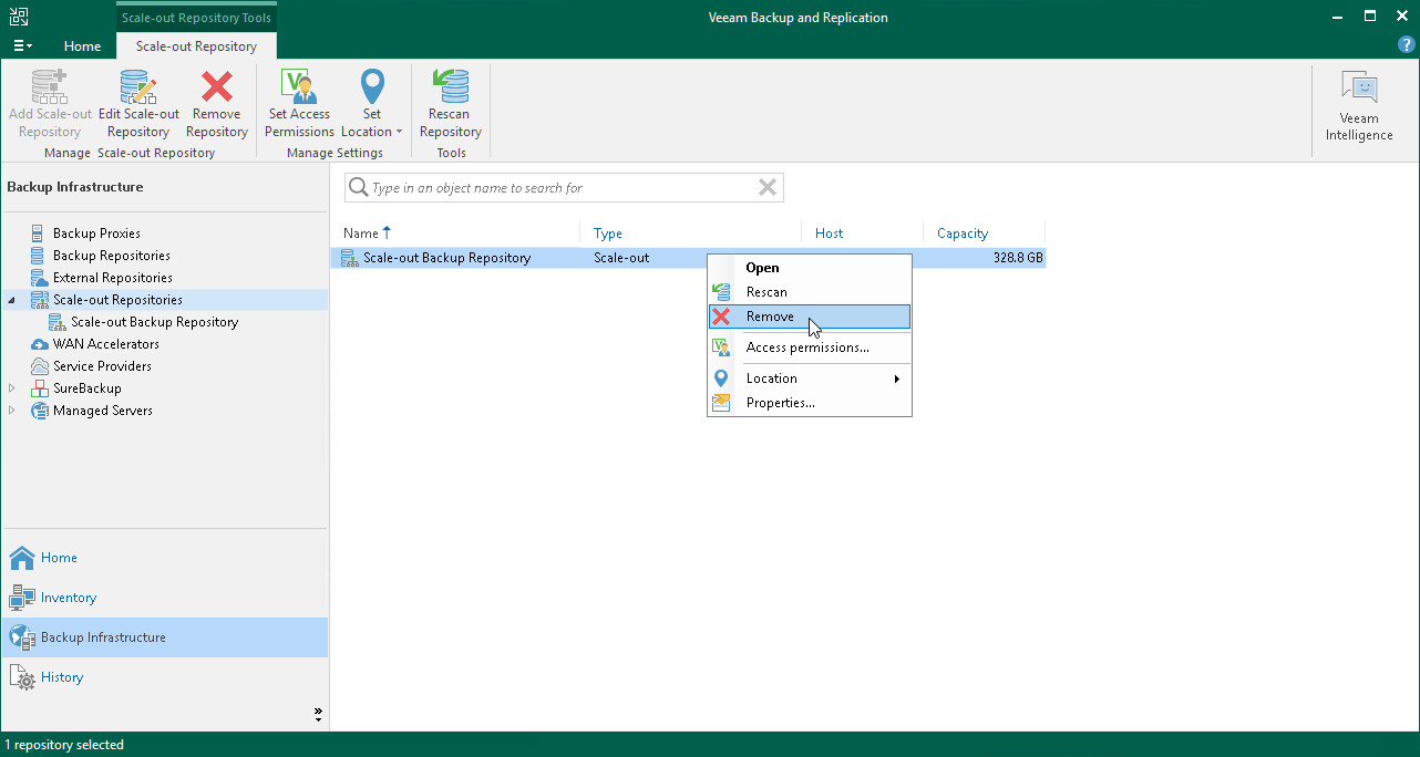 Removing Scale-Out Backup Repositories