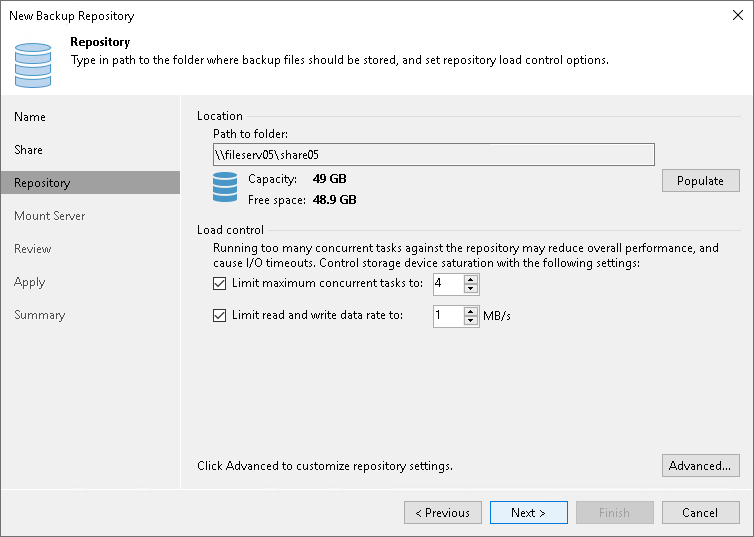 Step 4. Configure Backup Repository Settings