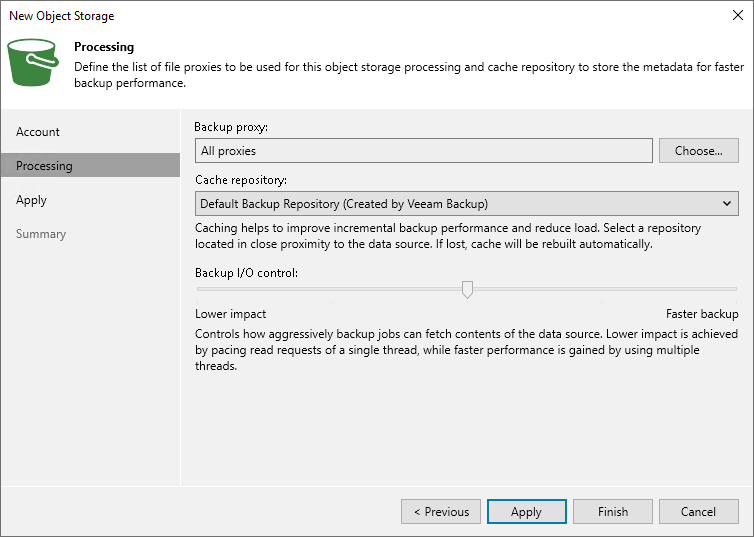 Specify Processing Settings for SMB File Share Step 3. Specify Object Storage Processing