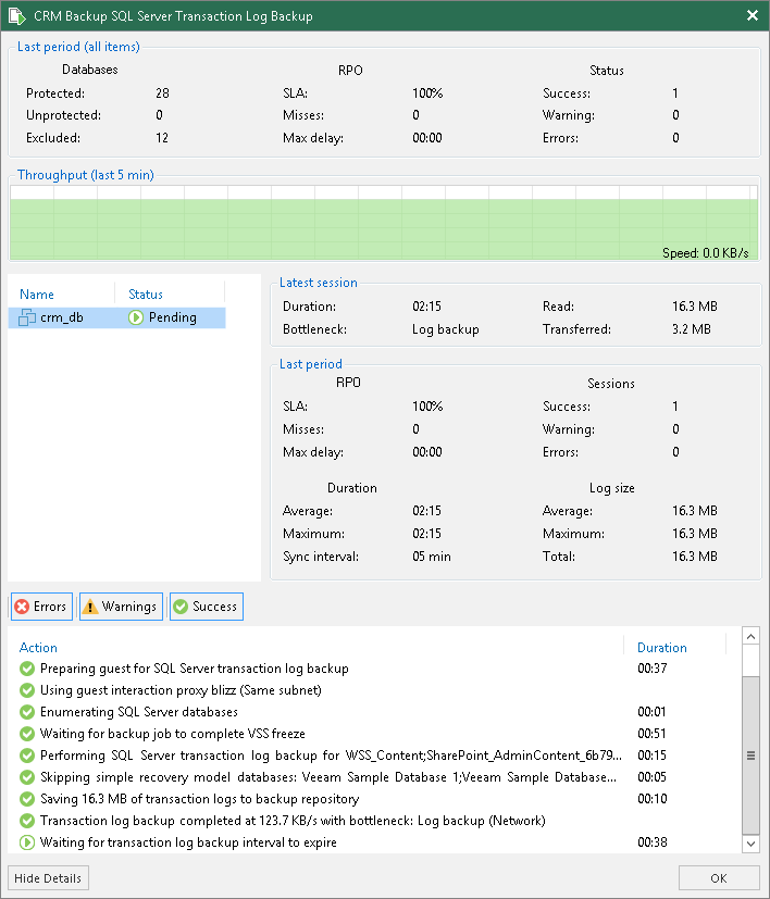 View Transaction Log Backup Statistics