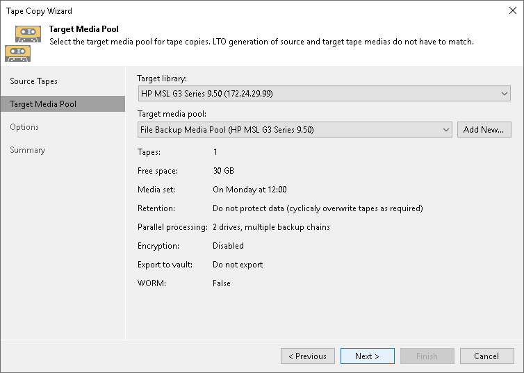 Step 3. Choose Target Media Pool