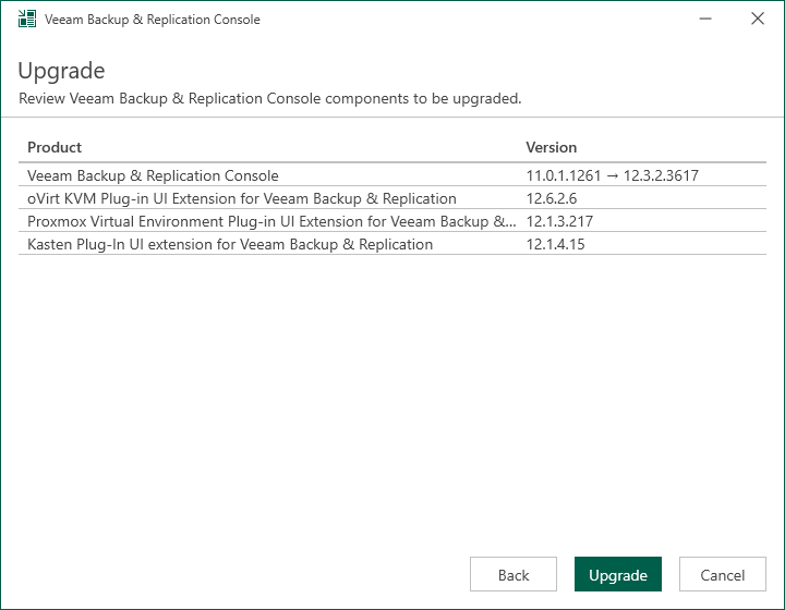 Step 5. Review Components and Begin Upgrade