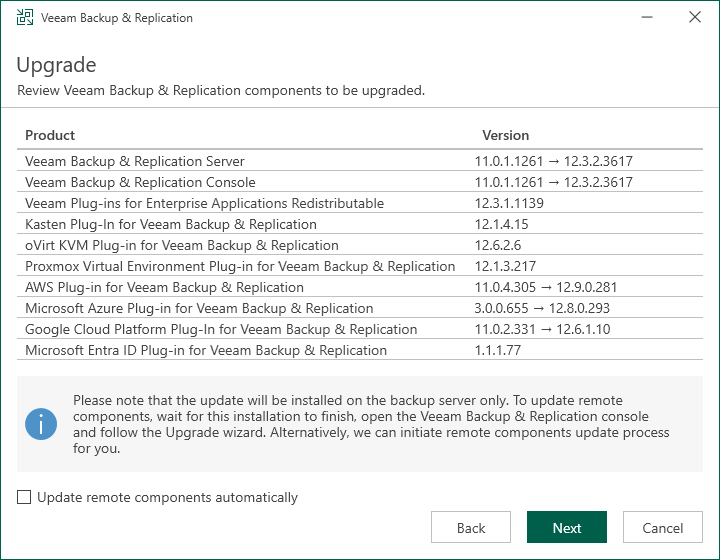 Step 7. Review Components and Begin Upgrade