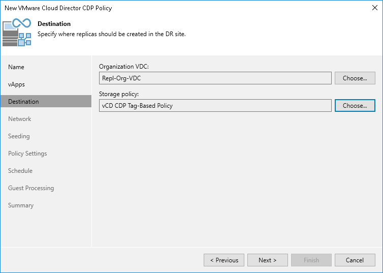 Step 6. Select Replica Destination