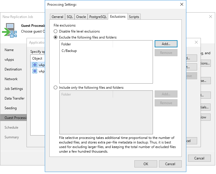 Guest OS File Exclusion Settings