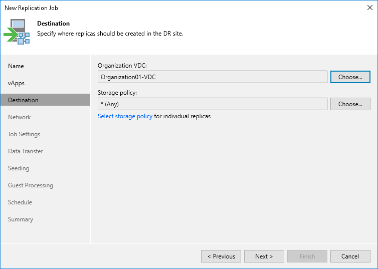 Step 6. Select Replica Destination