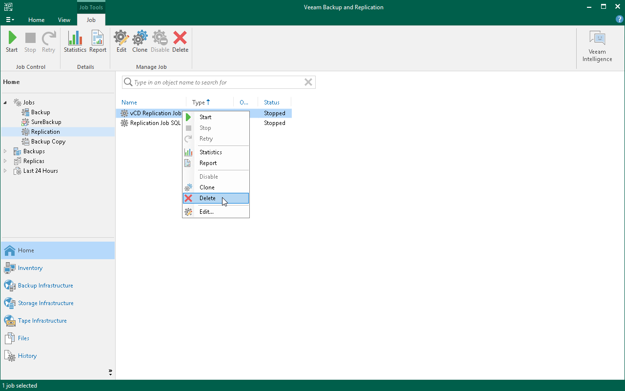 vCD Replication Job Delete