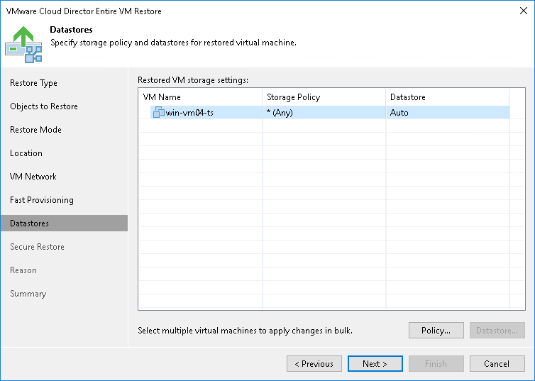 Step 8. Select Storage Policy and Datastores