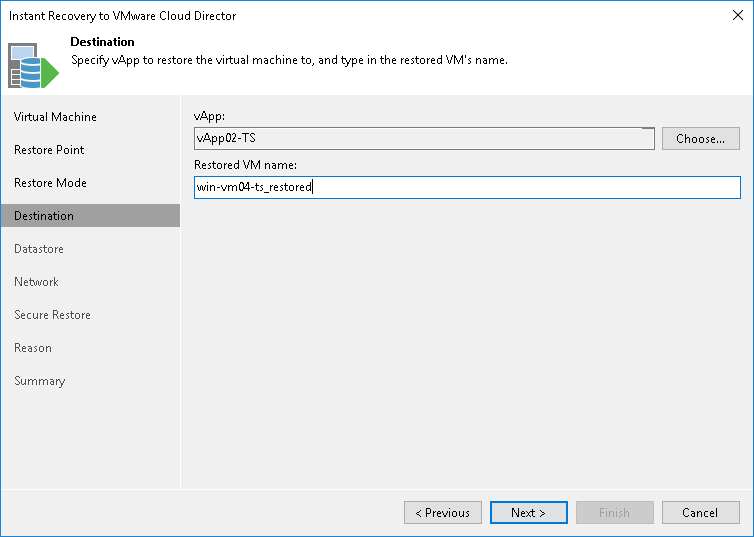Step 5. Select Destination for Restored VM