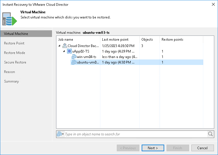Step 2. Select VMs