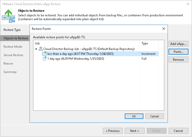 Step 3. Select Restore Point 