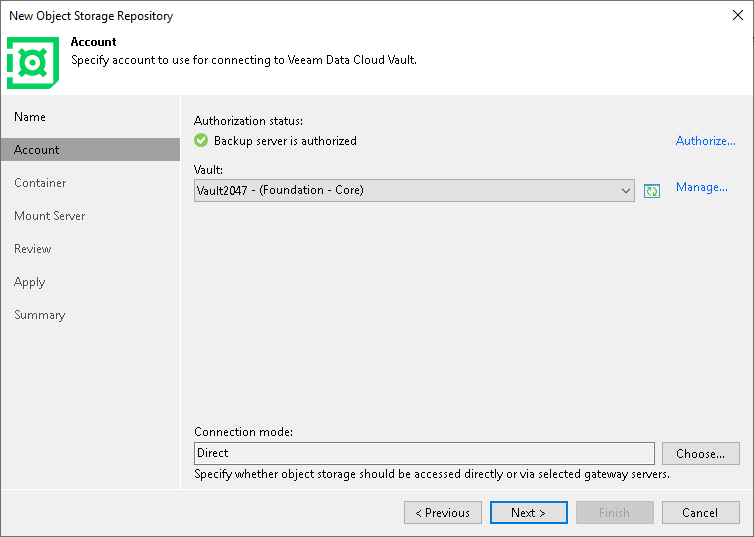 Step 3. Specify Veeam Account