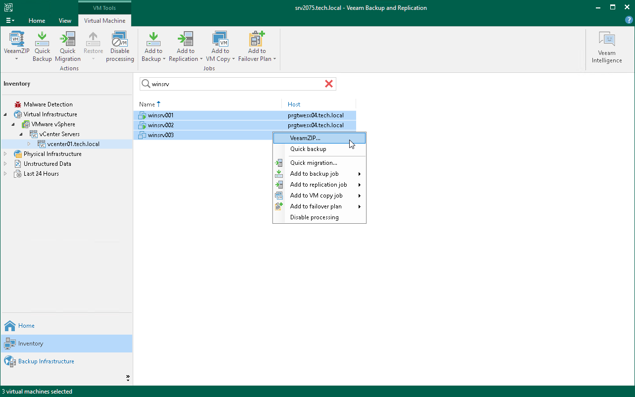 Creating VeeamZIP Backups