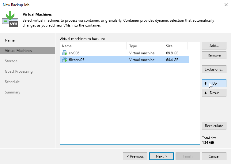 Set VM Backup Order Step 5. Define VM Backup Order