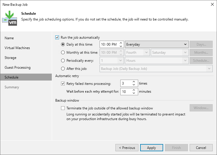 Define Job Schedule Step 11. Define Job Schedule