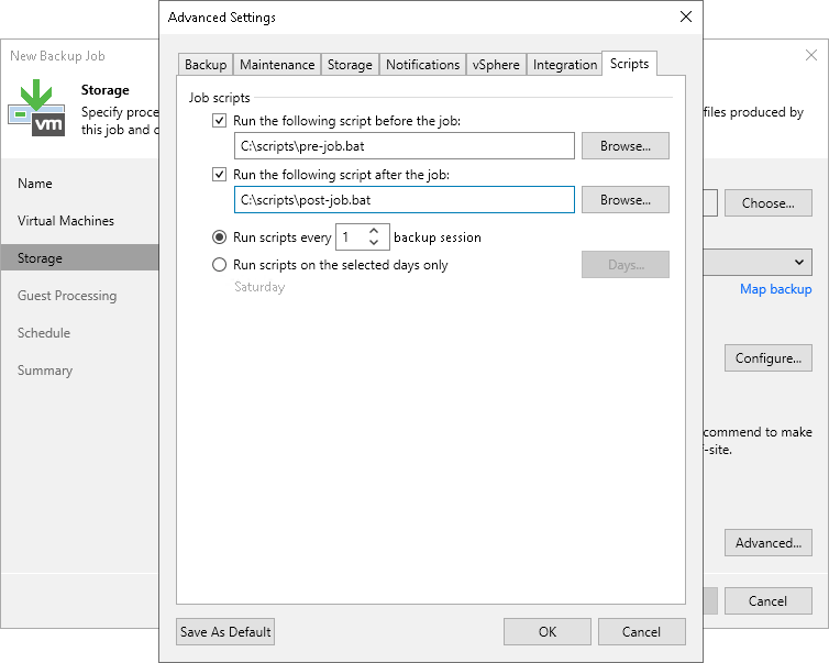Specify Script Settings Script Settings