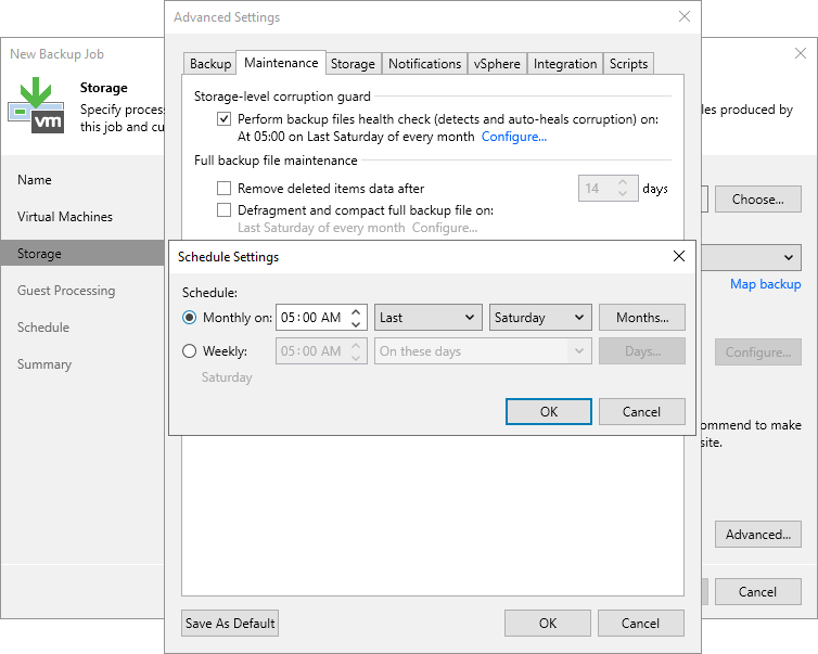 Specify Backup File Maintenance Maintenance Settings