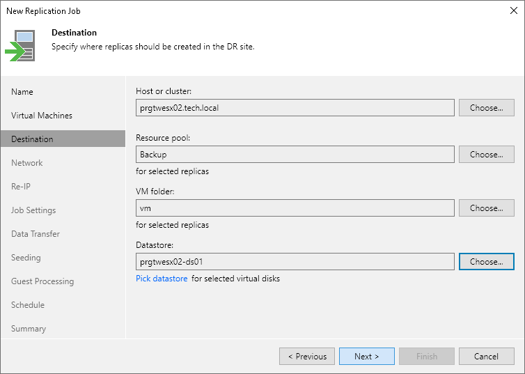 Step 7. Specify Replica Destination