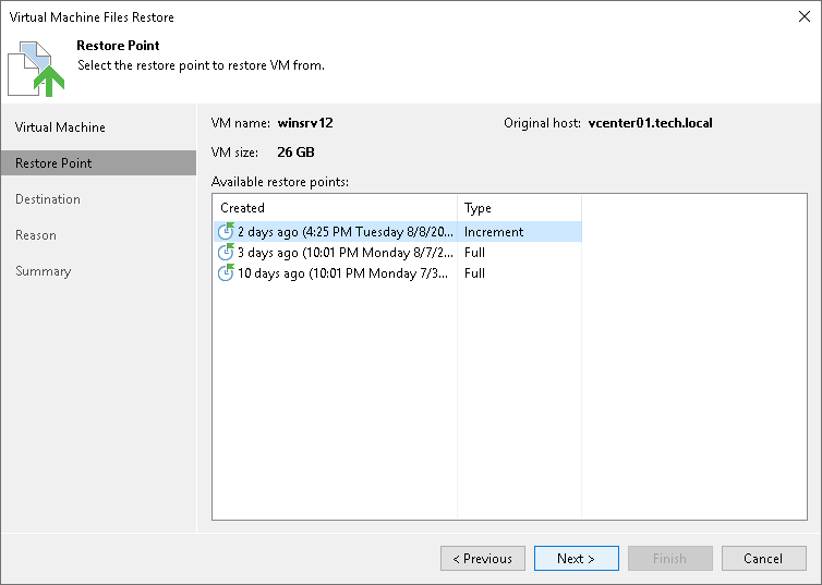 Step 3. Select Restore Point
