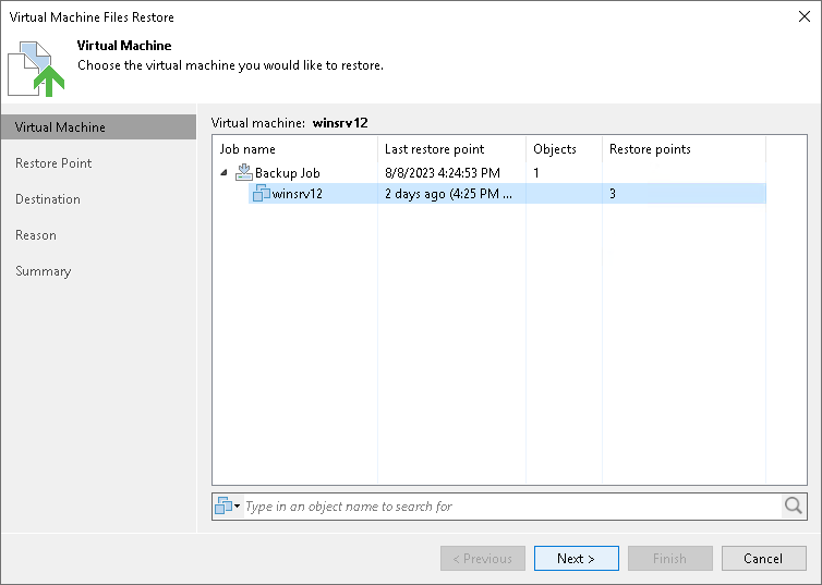 Step 2. Select VM