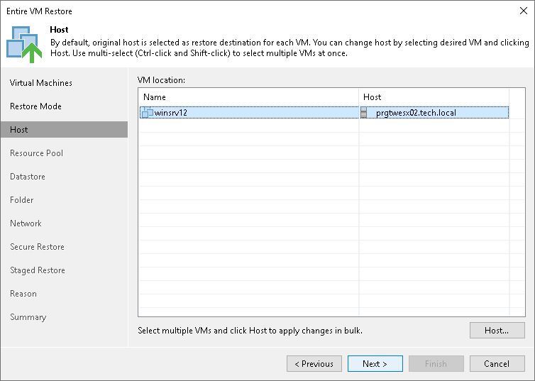 Step 5. Select Target Host