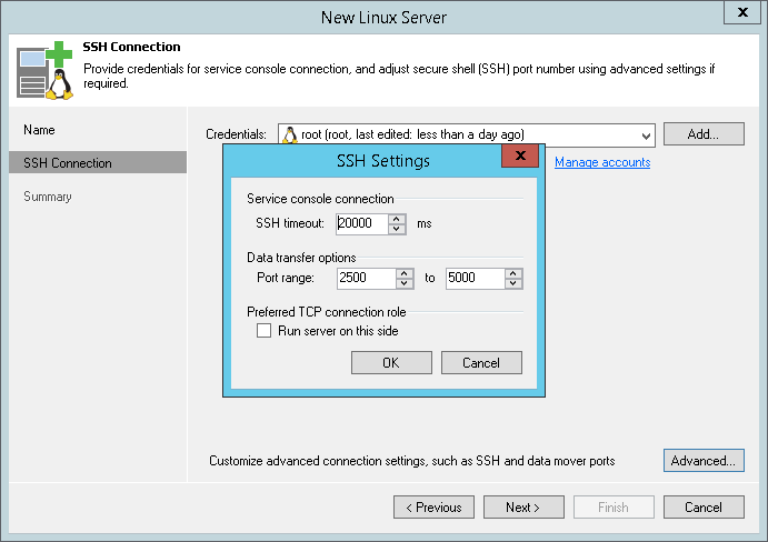 Step 3. Specify Credentials and SSH Port