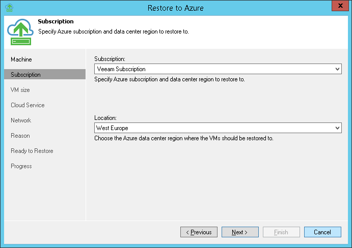 Step 3. Select Subscription and Location