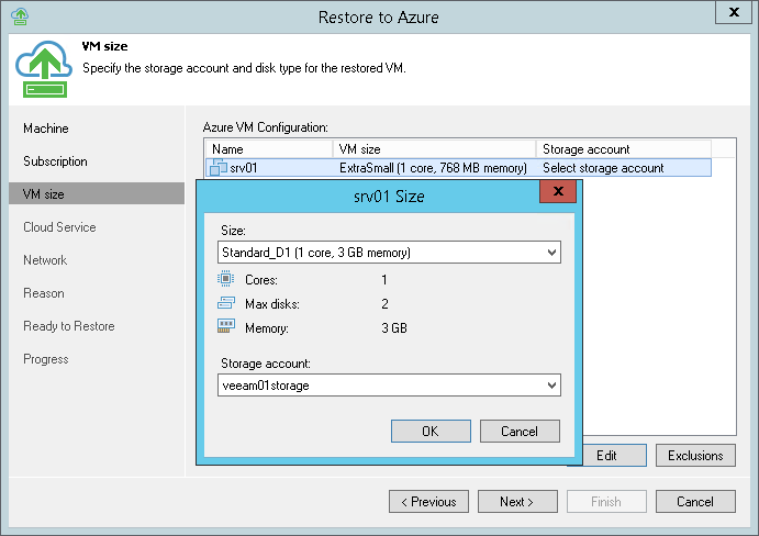 Step 4. Specify VM Size