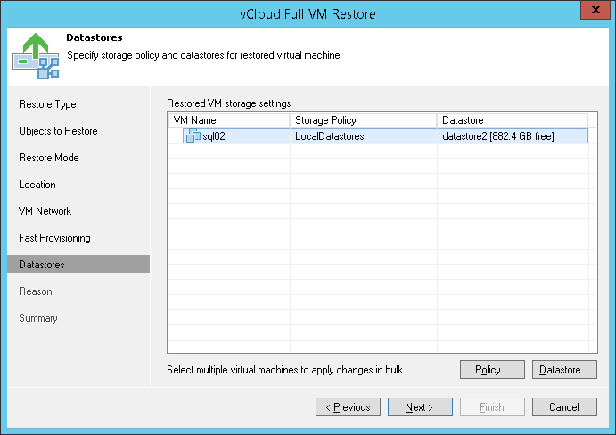 Step 8. Select Storage Policy and Datastores
