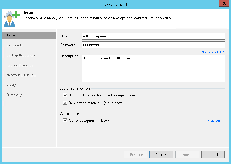 Step 2. Specify Tenant Settings