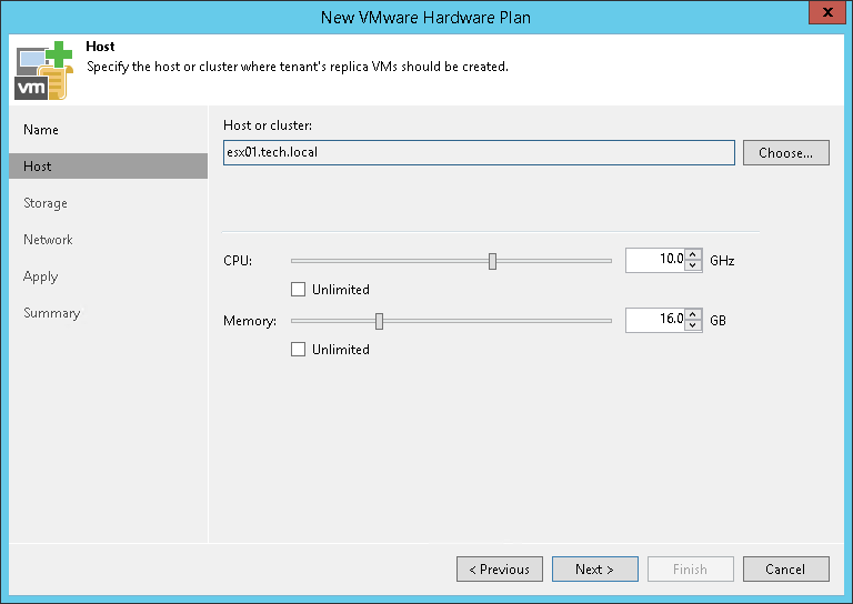 Step 3. Specify Host or Cluster