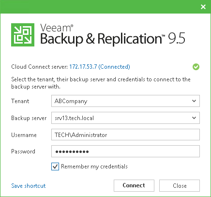 Step 3. Log On to Tenant Backup Server