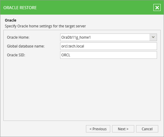 Using Oracle Restore Wizard