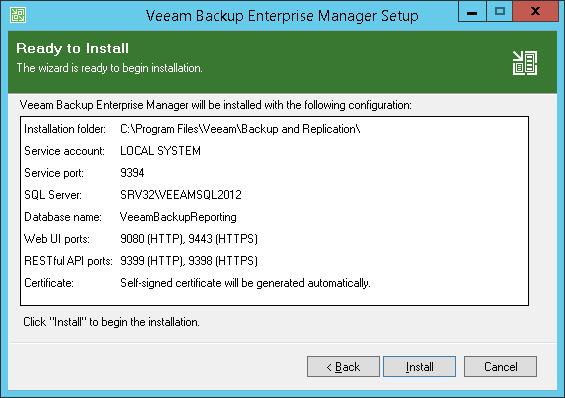 Step 11. Install Veeam Backup Enterprise Manager