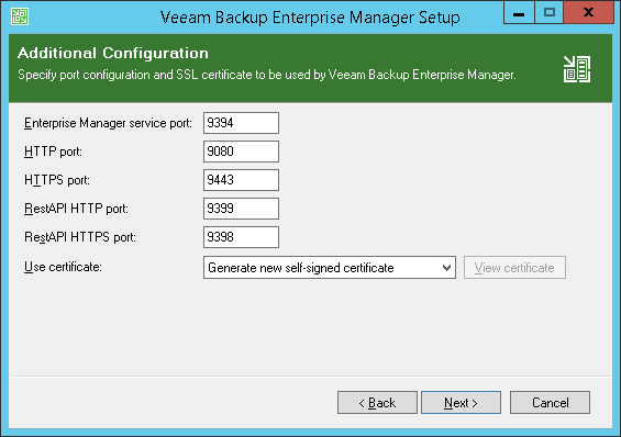 Step 9. Specify Enterprise Manager Ports