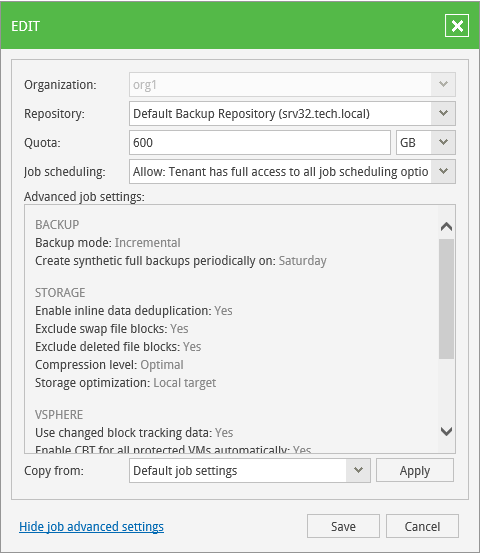 Modifying vCloud Director Organization Settings