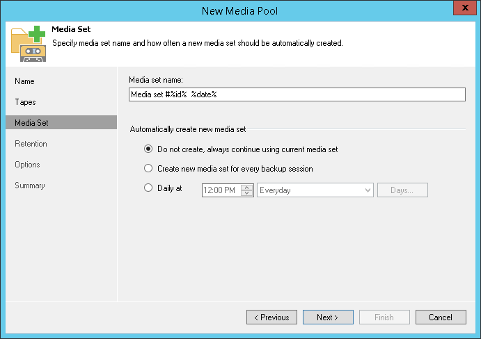 Step 4. Specify Media Set Options