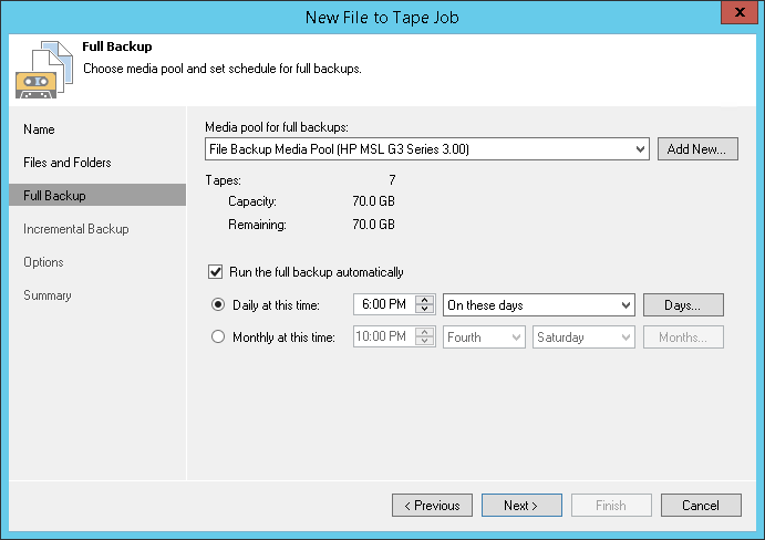 Step 4. Choose Media Pool for Full Backup