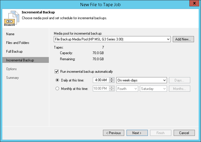 Step 5. Specify Media Pool for Increments