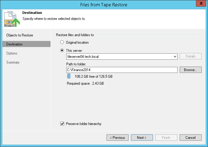 Step 3. Specify Restore Destination
