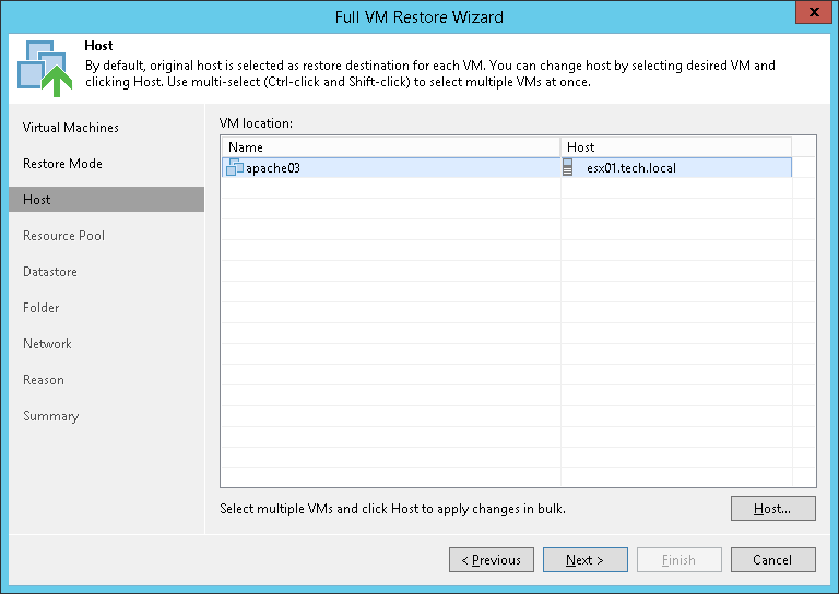 Step 4. Select Destination Host for Restored VM