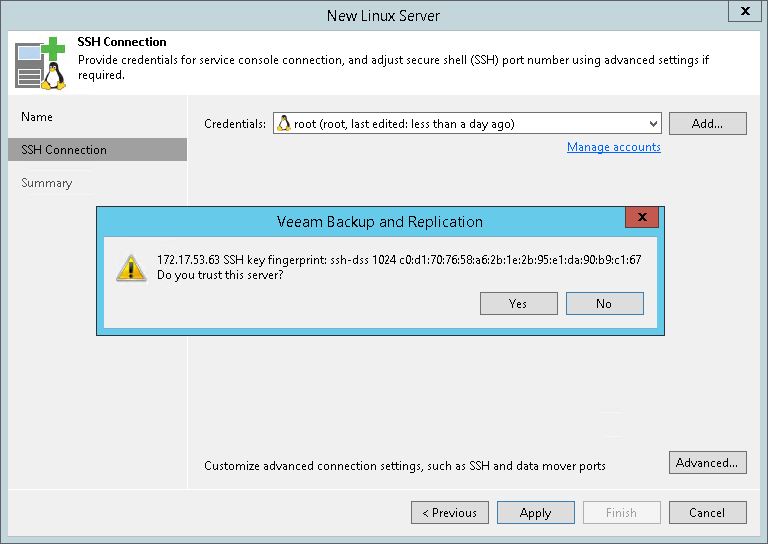 Step 3. Specify Credentials and SSH Settings