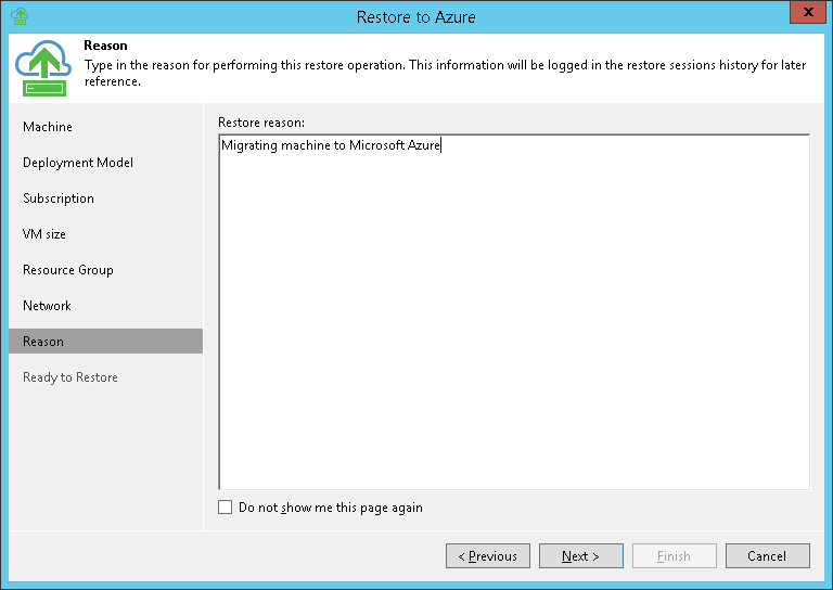 Step 8. Specify Restore Reason