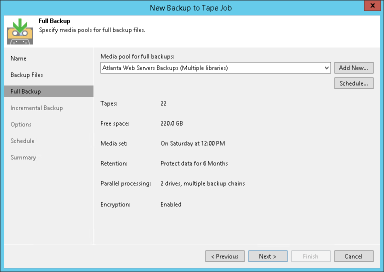 Step 4. Choose Media Pool for Full Backups