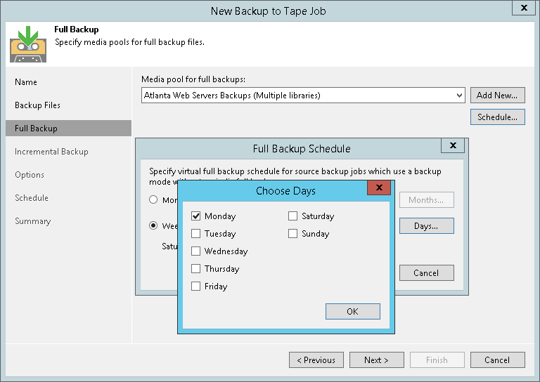 Step 4. Choose Media Pool for Full Backups