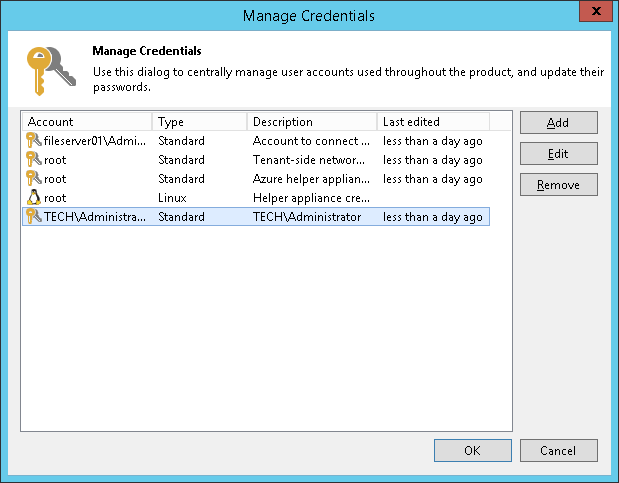 Editing and Deleting Credentials Records